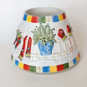 Yankee Candle Ceramic Shade Topper Snowmen Holidays Winter Snow Mittens Sweater